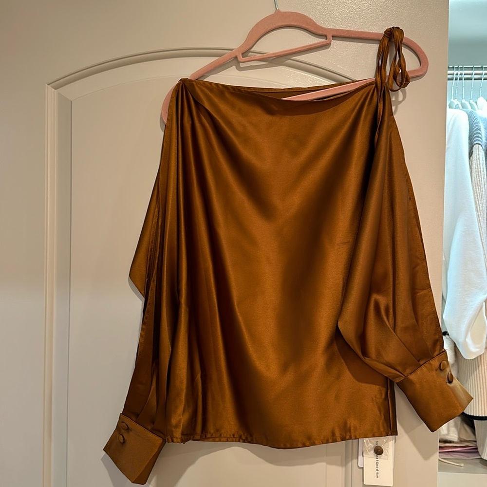 Satin Asymmetrical blouse and skirt set